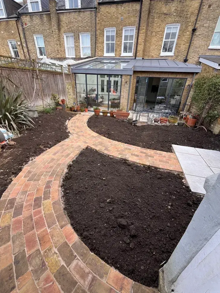 Landscaped patio and planting for domestic and commercial outdoor spaces
